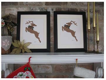 Stencilied Flying Reindeer Prints from www.all-about-stencils.com