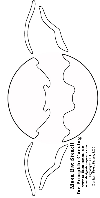 Moon Bat Pumpkin Carving Stencil