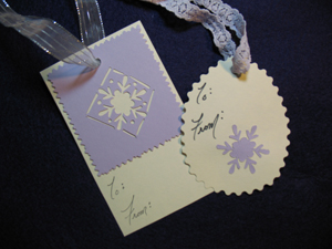 Stencilied Snowflake Gift Tags from www.all-about-stencils.com