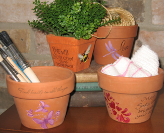 Stamping and Stenciling Garden Planters from All-About-Stencils.com