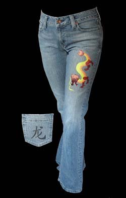 Stenciled Dragon Jeans from www.all-about-stencils.com