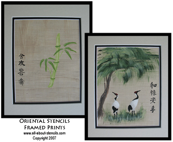 Bamboo and Cranes Framed Stencil Art from all-about-stencils.com