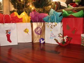 Stenciled Christmas Gift Bags from www.all-about-stencils.com