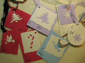 Christmas Projects Gift Tags made with Stencils from www.all-about-stencils.com