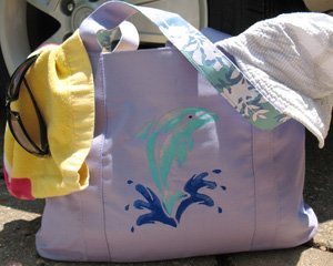 Dolphin Stenciled Beach Bag from www.all-about-stencils.com