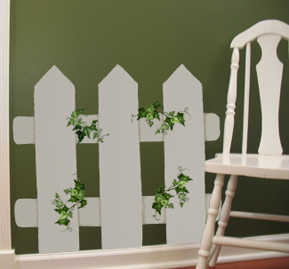 Picket Fence Stenciled Wall from www.all-about-stencils.com