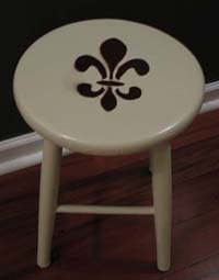 Fleur de lis stenciled Stool from www.all-about-stencils.com