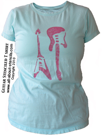 Guitar Stenciled T Shirt from www.all-about-stencils.com