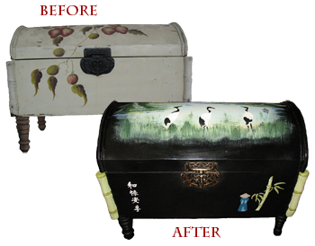 Oriental Stencils Trunk Makeover from www.all-about-stencils.com