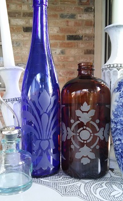 spray painted glass etching stencils